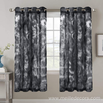 Manual Tie Dye Design Black Curtains